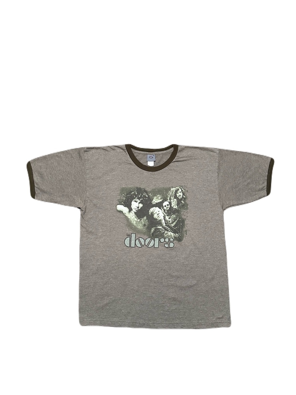 VTG The Doors No One Here Gets Out Alive Morrison Ringer T-Shirt Large Green
